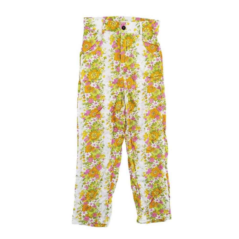 NWT Her Pony Bambi High Waist Pants Womens Multicolor Floral Rayon Size 4 US 0